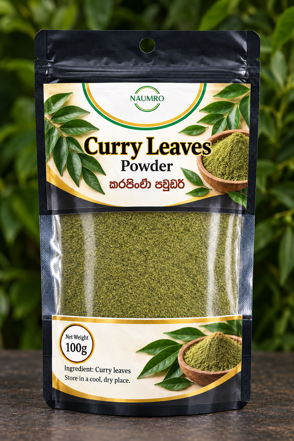 Curry leaves powder packaging concept